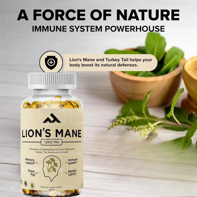 Lion Mane Mushroom - Lion Mane Supplement Capsules with Turkey