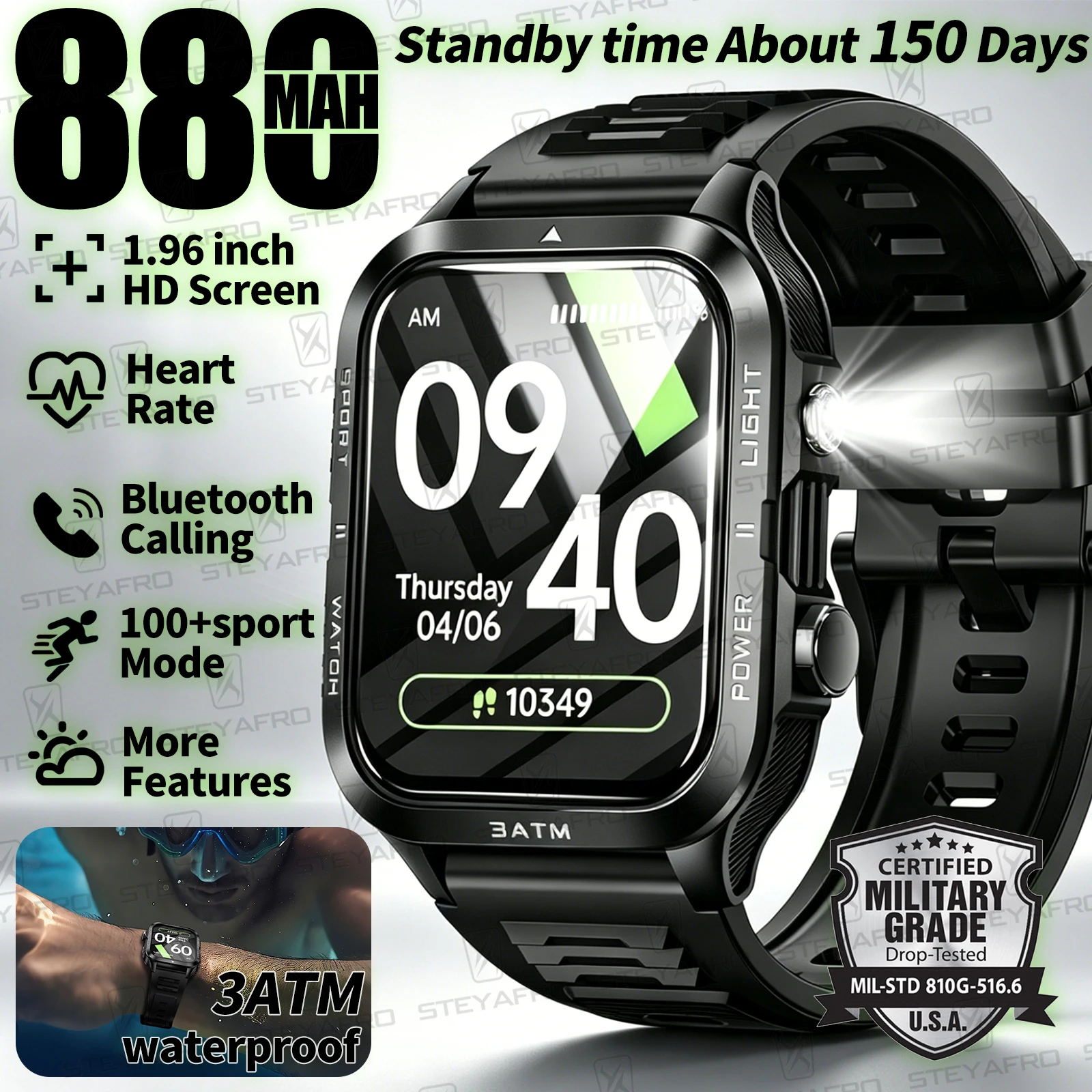 Military Grade SmartWatch Men  - Nutrition Gym review and price